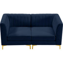  Manufacturer Color_Navy -- Alina 65" Navy Velvet Upholstered 2 pc Modular Loveseat IMAGE 7
