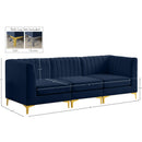  Manufacturer Color_Navy -- Alina 91" Navy Velvet Upholstered 3 pc Modular Sofa IMAGE 17