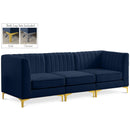  Manufacturer Color_Navy -- Alina 91" Navy Velvet Upholstered 3 pc Modular Sofa IMAGE 1