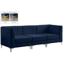  Manufacturer Color_Navy -- Alina 91" Navy Velvet Upholstered 3 pc Modular Sofa IMAGE 2
