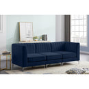  Manufacturer Color_Navy -- Alina 91" Navy Velvet Upholstered 3 pc Modular Sofa IMAGE 4
