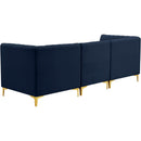  Manufacturer Color_Navy -- Alina 91" Navy Velvet Upholstered 3 pc Modular Sofa IMAGE 5