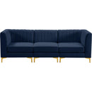  Manufacturer Color_Navy -- Alina 91" Navy Velvet Upholstered 3 pc Modular Sofa IMAGE 6