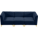  Manufacturer Color_Navy -- Alina 91" Navy Velvet Upholstered 3 pc Modular Sofa IMAGE 7