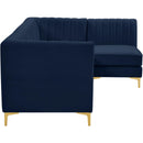  Manufacturer Color_Navy -- Alina 91" Navy Velvet Upholstered 4 pc Modular Sectional IMAGE 10