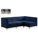  Manufacturer Color_Navy -- Alina 91" Navy Velvet Upholstered 4 pc Modular Sectional IMAGE 1