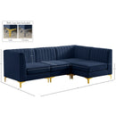  Manufacturer Color_Navy -- Alina 91" Navy Velvet Upholstered 4 pc Modular Sectional IMAGE 20
