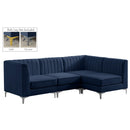  Manufacturer Color_Navy -- Alina 91" Navy Velvet Upholstered 4 pc Modular Sectional IMAGE 2