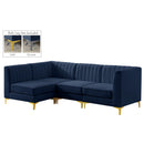  Manufacturer Color_Navy -- Alina 91" Navy Velvet Upholstered 4 pc Modular Sectional IMAGE 3