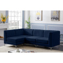  Manufacturer Color_Navy -- Alina 91" Navy Velvet Upholstered 4 pc Modular Sectional IMAGE 6