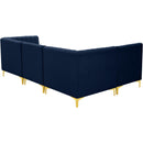  Manufacturer Color_Navy -- Alina 91" Navy Velvet Upholstered 4 pc Modular Sectional IMAGE 7