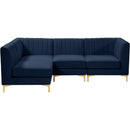  Manufacturer Color_Navy -- Alina 91" Navy Velvet Upholstered 4 pc Modular Sectional IMAGE 8