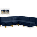  Manufacturer Color_Navy -- Alina 84.5" Navy Velvet Upholstered 5 pc Modular Sectional IMAGE 1