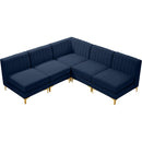  Manufacturer Color_Navy -- Alina 84.5" Navy Velvet Upholstered 5 pc Modular Sectional IMAGE 6