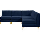  Manufacturer Color_Navy -- Alina 84.5" Navy Velvet Upholstered 5 pc Modular Sectional IMAGE 7