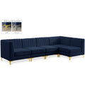  Manufacturer Color_Navy -- Alina 116.5" Navy Velvet Upholstered 5 pc Modular Sectional IMAGE 1
