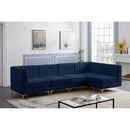  Manufacturer Color_Navy -- Alina 116.5" Navy Velvet Upholstered 5 pc Modular Sectional IMAGE 5