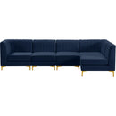  Manufacturer Color_Navy -- Alina 116.5" Navy Velvet Upholstered 5 pc Modular Sectional IMAGE 8