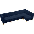  Manufacturer Color_Navy -- Alina 116.5" Navy Velvet Upholstered 5 pc Modular Sectional IMAGE 9