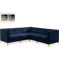  Manufacturer Color_Navy -- Alina 91" Navy Velvet Upholstered 5 pc Modular Sectional IMAGE 1