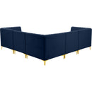  Manufacturer Color_Navy -- Alina 91" Navy Velvet Upholstered 5 pc Modular Sectional IMAGE 5