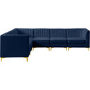 Manufacturer Color_Navy -- Alina 116.5" Navy Velvet Upholstered 6 pc Modular Sectional IMAGE 11