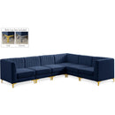  Manufacturer Color_Navy -- Alina 116.5" Navy Velvet Upholstered 6 pc Modular Sectional IMAGE 1