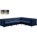  Manufacturer Color_Navy -- Alina 116.5" Navy Velvet Upholstered 6 pc Modular Sectional IMAGE 2