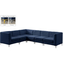  Manufacturer Color_Navy -- Alina 116.5" Navy Velvet Upholstered 6 pc Modular Sectional IMAGE 4