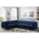  Manufacturer Color_Navy -- Alina 116.5" Navy Velvet Upholstered 6 pc Modular Sectional IMAGE 5