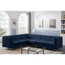  Manufacturer Color_Navy -- Alina 116.5" Navy Velvet Upholstered 6 pc Modular Sectional IMAGE 6