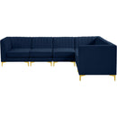  Manufacturer Color_Navy -- Alina 116.5" Navy Velvet Upholstered 6 pc Modular Sectional IMAGE 9