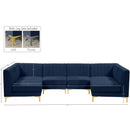  Manufacturer Color_Navy -- Alina 116.5" Navy Velvet Upholstered 6 pc Modular Sectional IMAGE 14