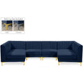  Manufacturer Color_Navy -- Alina 116.5" Navy Velvet Upholstered 6 pc Modular Sectional IMAGE 1