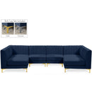  Manufacturer Color_Navy -- Alina 116.5" Navy Velvet Upholstered 6 pc Modular Sectional IMAGE 1