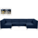  Manufacturer Color_Navy -- Alina 116.5" Navy Velvet Upholstered 6 pc Modular Sectional IMAGE 2
