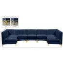  Manufacturer Color_Navy -- Alina 142" Navy Velvet Upholstered 7 pc Modular Sectional IMAGE 14