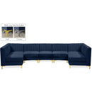  Manufacturer Color_Navy -- Alina 142" Navy Velvet Upholstered 7 pc Modular Sectional IMAGE 1
