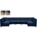  Manufacturer Color_Navy -- Alina 142" Navy Velvet Upholstered 7 pc Modular Sectional IMAGE 2