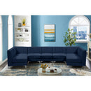  Manufacturer Color_Navy -- Alina 142" Navy Velvet Upholstered 7 pc Modular Sectional IMAGE 4