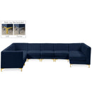  Manufacturer Color_Navy -- Alina 142" Navy Velvet Upholstered 8 pc Modular Sectional IMAGE 1