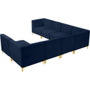  Manufacturer Color_Navy -- Alina 142" Navy Velvet Upholstered 8 pc Modular Sectional IMAGE 5