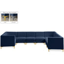  Manufacturer Color_Navy -- Alina 142" Navy Velvet Upholstered 8 pc Modular Sectional IMAGE 1