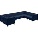  Manufacturer Color_Navy -- Alina 142" Navy Velvet Upholstered 8 pc Modular Sectional IMAGE 9