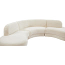  Manufacturer Color_Cream -- Rosa 135" Cream Velvet Upholstered 3 pc Sectional IMAGE 9