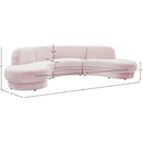  Manufacturer Color_Pink -- Rosa 135" Pink Velvet Upholstered 3 pc Sectional IMAGE 13