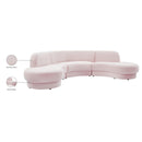  Manufacturer Color_Pink -- Rosa 135" Pink Velvet Upholstered 3 pc Sectional IMAGE 14
