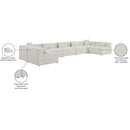 Meridian Cube Cream Durable Linen Textured Modular Sectional IMAGE 10