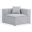 Meridian Cube Grey Durable Linen Textured Corner Chair IMAGE 7