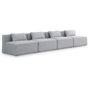  Manufacturer Color_Grey -- Cube 144" Grey Fabric Upholstered 4 pc Armless Modular Sofa IMAGE 1